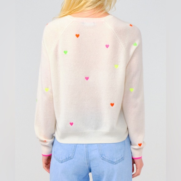 BRODIE CASHMERE Sz. L Little Hearts sweater Little Heart Mini Sweat - Picture 2 of 7